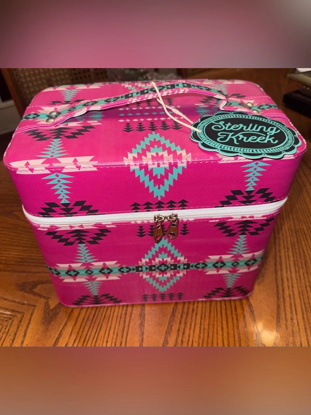 Sterling Kreek Pink Aztec Cosmetic Train Case